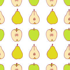Fruit pear and apple seamless pattern