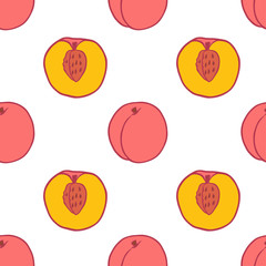 Fruit peach seamless pattern