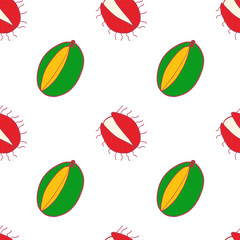 Fototapeta premium Fruit mango and rambutan seamless pattern