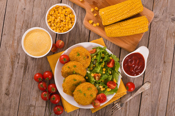 Corn burgers.
