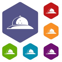 Fototapeta premium Cork helmet icons vector colorful hexahedron set collection isolated on white