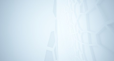 Abstract white parametric interior with window. 3D illustration and rendering.