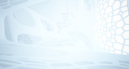 Obraz premium Abstract white parametric interior with window. 3D illustration and rendering.