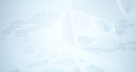 Abstract white parametric interior with window. 3D illustration and rendering.