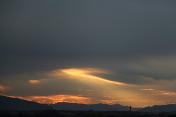 sunset in mountains
