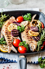 Grilled Breams with Veggies and Herbs