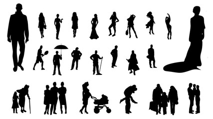 Silhouette of people on a white background (man, woman, family)