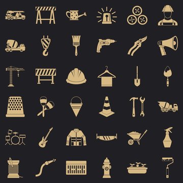 Screwdriver icons set. Simple style of 36 screwdriver vector icons for web for any design
