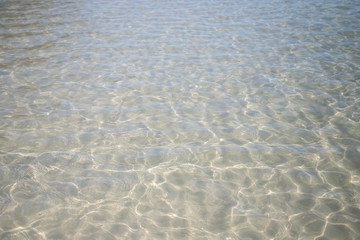 clear ripple sea and wave on white sand at Huahin Beach in summer time, Thailand. natural ocean water ripple texture.