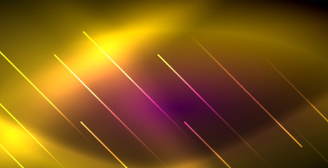 Neon glowing lines, magic energy space light concept, abstract background wallpaper design