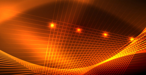 Obraz premium Neon glowing wave, magic energy and light motion background