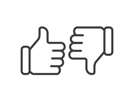 Thumbs up, lice icon and thumbs down - Vector