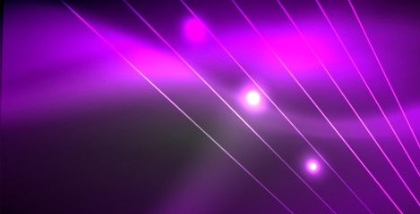 Neon glowing lines, magic energy space light concept, abstract background wallpaper design