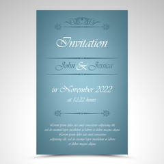 Wedding announcement in simple blue design template