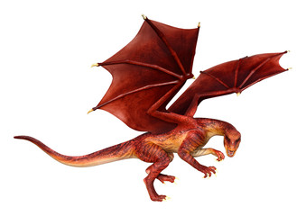 Fototapeta premium 3D Rendering Fairy Tale Dragon on White