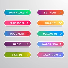 Vector button set modern trendy gradient style for web site, Call to action icon button