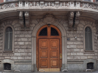 Milan - Italy, elegant entrance to a 19th century building at number 32