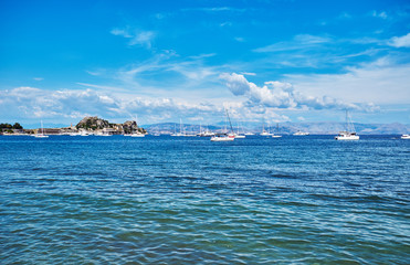View of the sea and The Old Fortress of Corfu 
