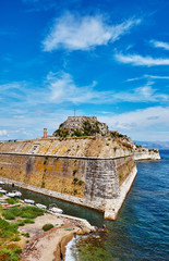 Fototapeta premium View of the sea and The Old Fortress of Corfu 