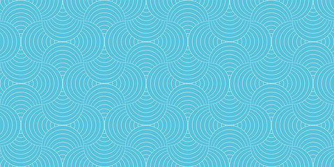 Pattern geometric line circle abstract seamless white line on blue background. Summer vector design.