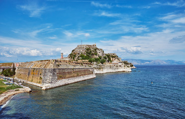 Fototapeta premium View of the sea and The Old Fortress of Corfu 