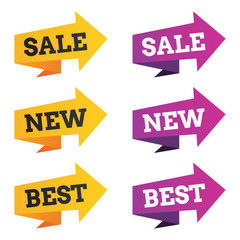 Best Sale and New label on origami style arrow for descount and promotion designs.