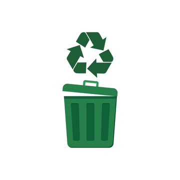 Garbage Container With Recycle Sign Icon