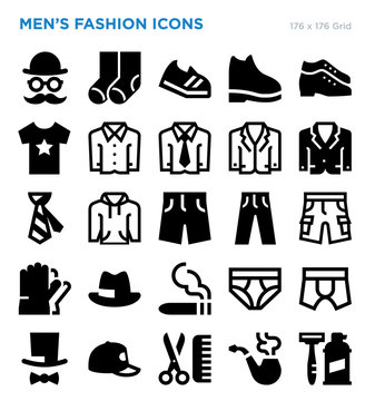 Mens Fashion Vector Icon Set