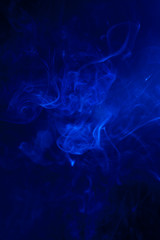 Blue smoke on black background.