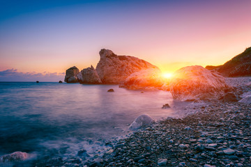 Aphrodite's Rock beach, Petra tou Romiou, the birthplace of Goddness Aphrodite, Paphos, Cyprus....