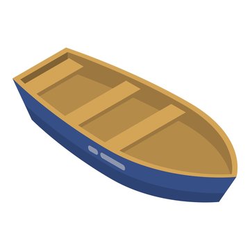 Wood boat icon. Isometric of wood boat vector icon for web design isolated on white background