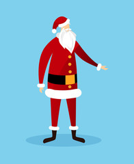 Faceless Santa Claus Isolated on Blue Background.