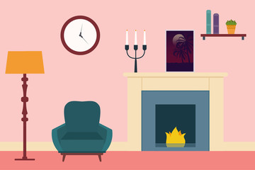 Living room Interior. Flat living room interior.