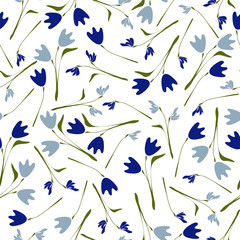 Spring background for the design of bluebells. Vector illustration with flowers