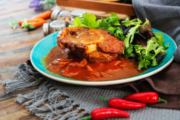 Beef stewed and Carrots potatoes with a wine sauce and herbs