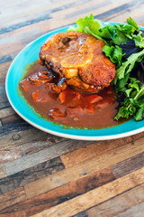 Beef stewed and Carrots potatoes with a wine sauce and herbs