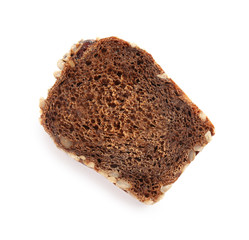 Fresh rye bread on white background, top view