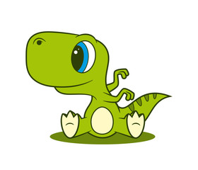 Vector funny cartoon sitting baby Dinosaur. 