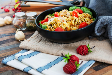 fusilli chicken roasted italian cheese with basil and parmesan sauce