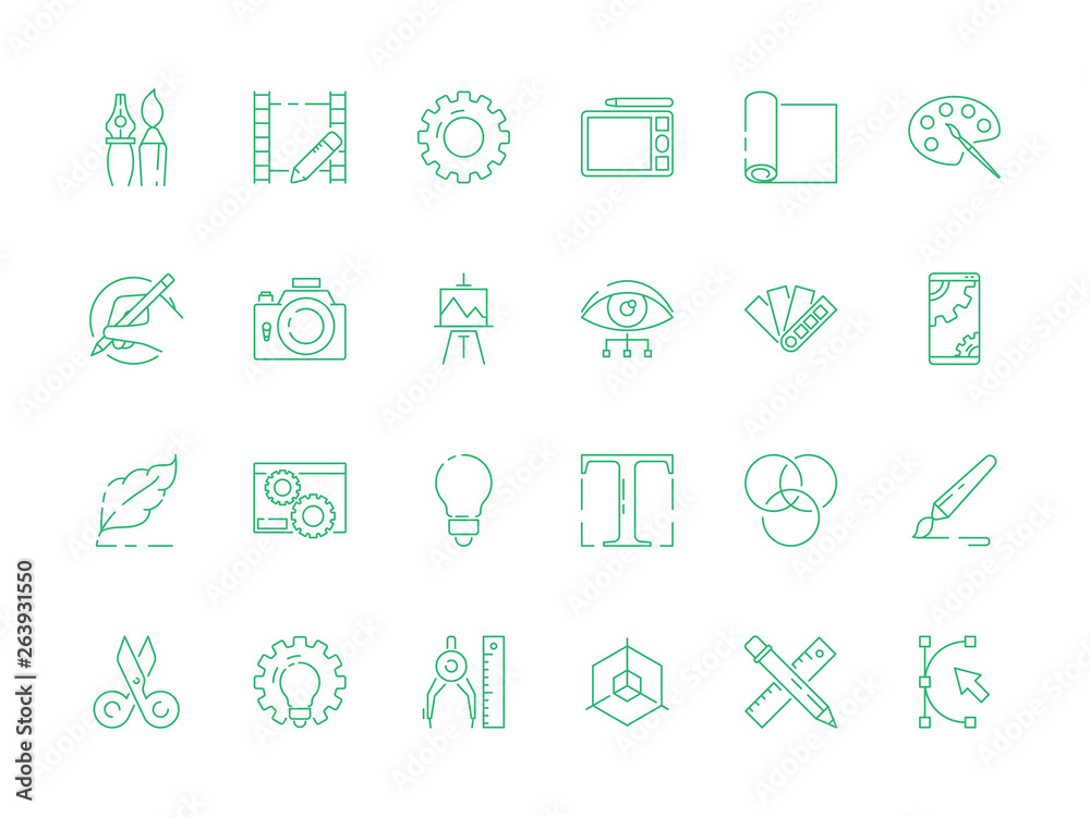 Poster design tools icon. artwork web design typography creative art instruments for artists and designers 