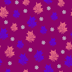 Abstract purple flower shapes on the purple background