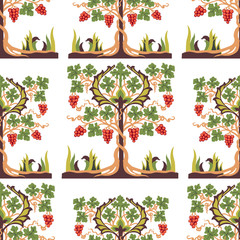 Seamless background of decorative fruit tree