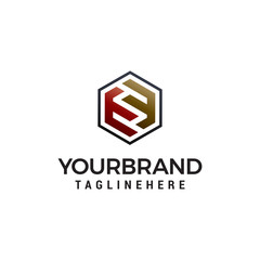 Letter S hexagon shape logo design concept template vector