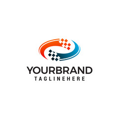 Rotation technology pixel logo design concept template vector