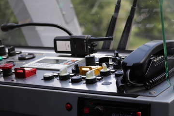 dashboard controls of a cable car