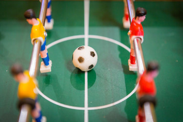 mini football table for play and fun for children. football game for boys and girls, fun at home.