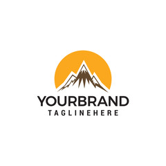 Fototapeta na wymiar Mountain sun logo design concept template vector