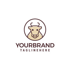 Cow line logo design concept template vector