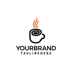 Coffee glass line logo design concept template vector