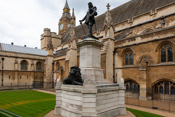 Statue of Oliver Cromwell before the Houses of Parliament, London, England